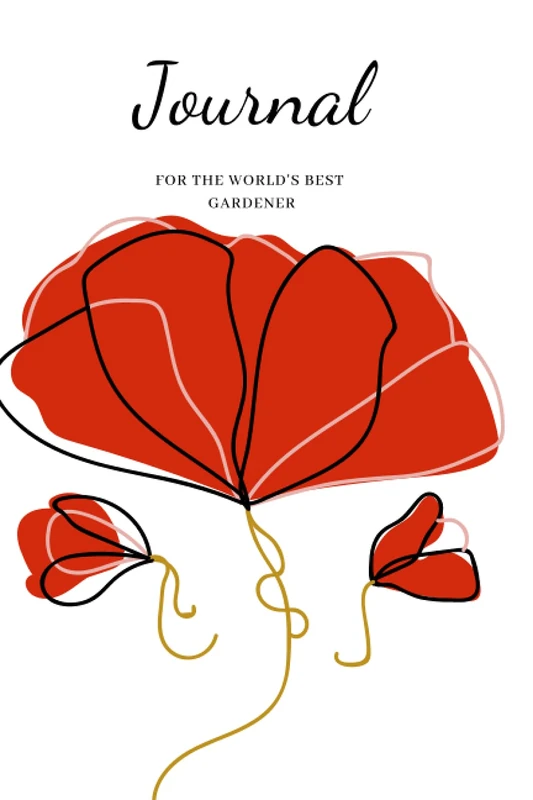 Journal for the World's Best Gardener: Elegant Red Poppies on White cover design, 6x9 inches lined paper journal, 120 pages - Image 1