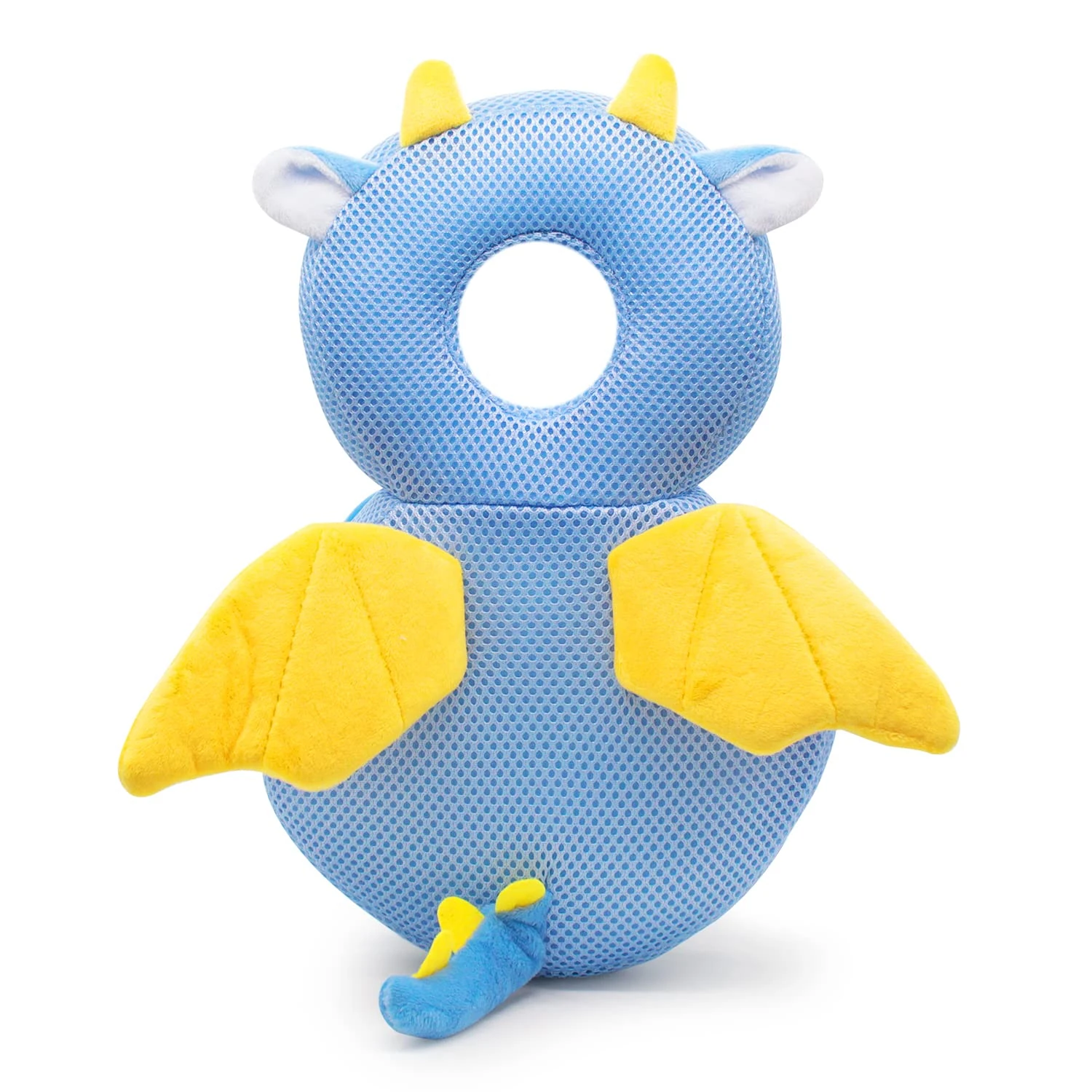 JINYJIA Baby Head Protector Backpack, Adjustable Safety Pillow for Toddlers Learning to Walk, Soft Protection Pads for 4-24 Months, Grid Dragon