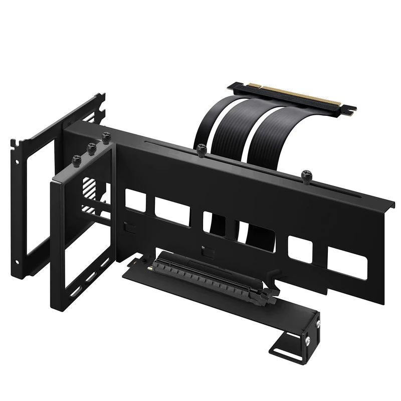 EZDIY-FAB Vertical PCIe 4.0 GPU Mount Bracket Graphics Card Holder, Video Card VGA Support Kit with PCIe 4.0 X16 Gen4 17cm/6.69in Riser Cable 90 Degree Right Angle- Black