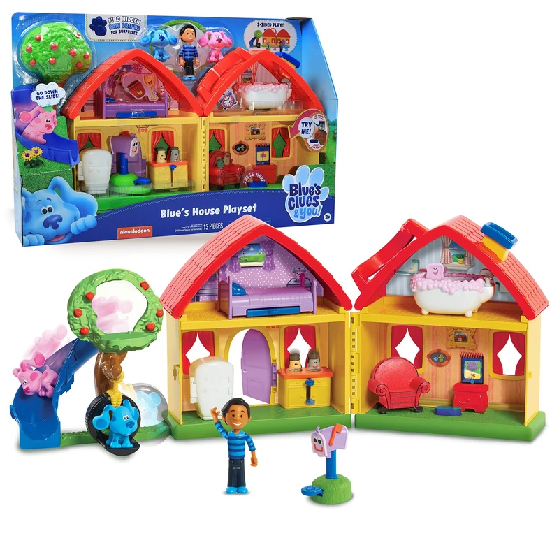 Famosa Blue's House Playset Blue Clues Playset Cartoon Series Dolls Toy House with Protagonist Figures and Accessories (BLU09000)