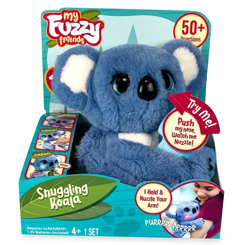 My Fuzzy Friends Famosa, Interactive Koala Plush with Over 50 Reactions - 26 cm - Hugs, Moves, Has Light and Sound, Ages 4+, Affective and Emotional Development (700016893)
