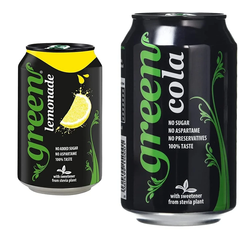 Green Lemonade Cans 24 Pack, No Added Sugar Soft Drink, Bulk Pack of 24 Cans x 330 ml & Cans 24 Pack, No Sugar Soft Drink, 0 Calories, No Aspartame, Natural Caffeine, Bulk Pack of 24 Cans x 330 ml