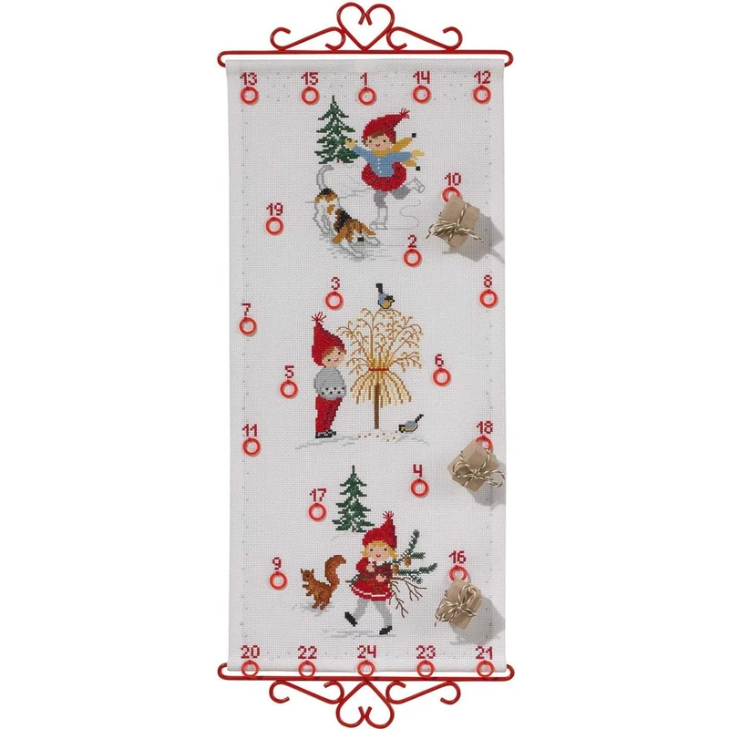 Eva Rosenstand Wall Hanging Cross Stitch Set, Advent Calendar, Counted Pattern, Multi-Colour