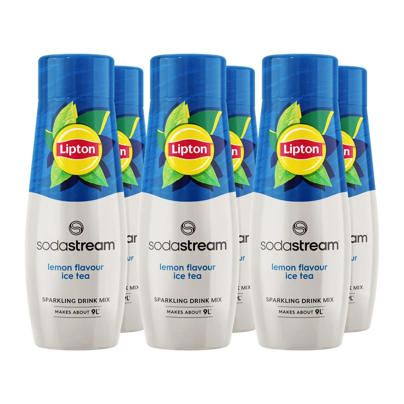 Sodastream Lipton® Ice Tea Lemon Syrup Drink Mix, Sugar Free Sodastream Syrup, Lemon Tea Flavour, 6 x 440ml Multipack, Home Sparkling Water, Makes Approx. 54L