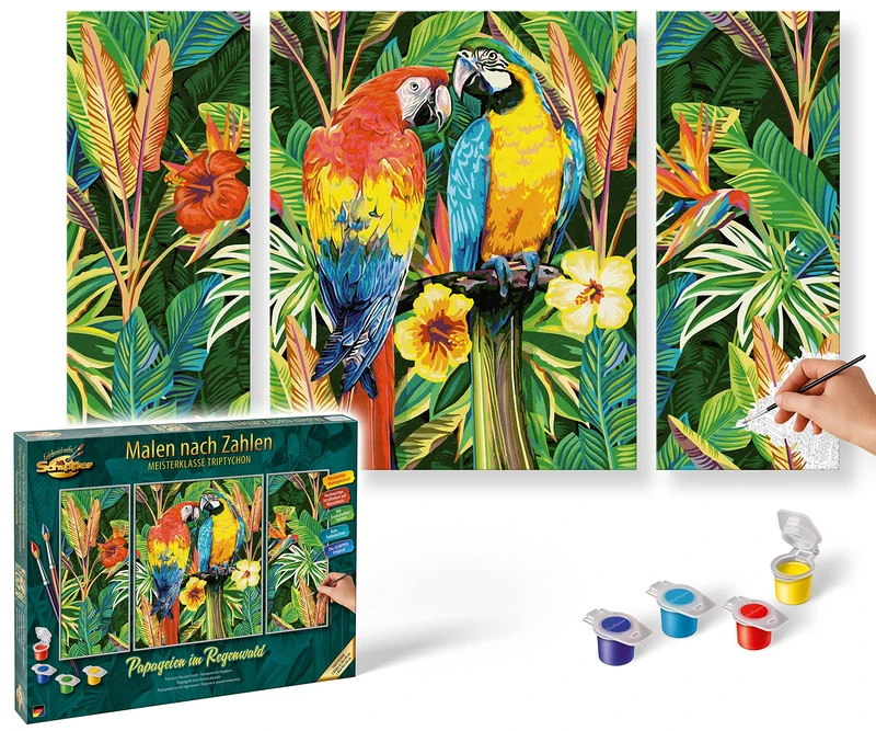 Schipper 609260853 Painting by Numbers - Parrot Triptych 50x80cm
