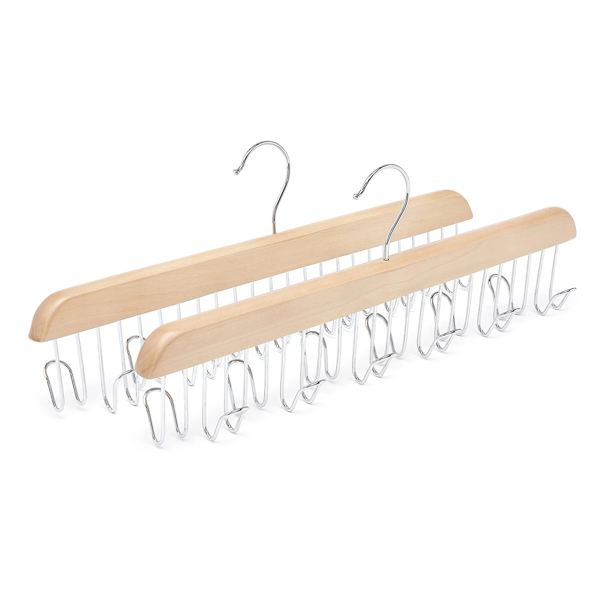 Amazon Basics Wooden Belt Hanger, 2-Pack, 40 cm, Natural
