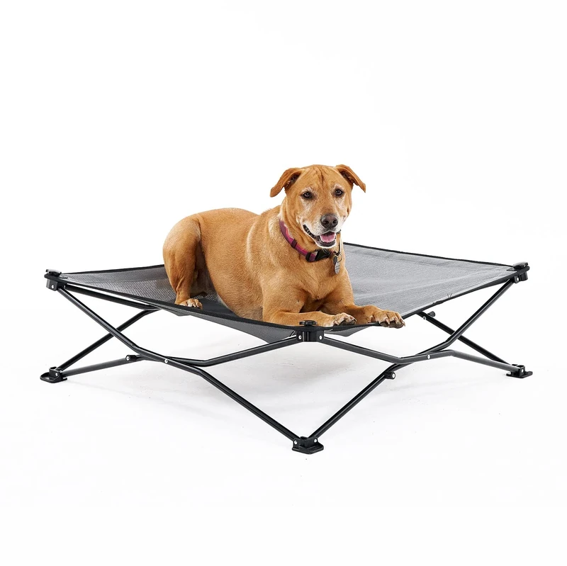 Coolaroo On the Go Elevated Pet Bed, Large, Grey