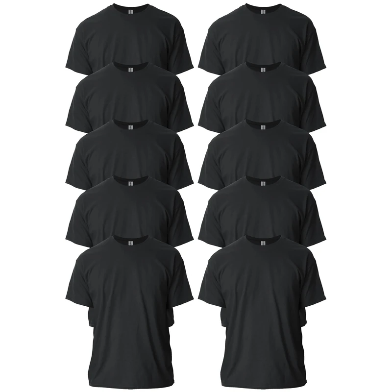 Gildan Unisex's Ultra Cotton T-Shirt, Style G2000, Multipack, Black (10-Pack), 5XL (Pack of 10)