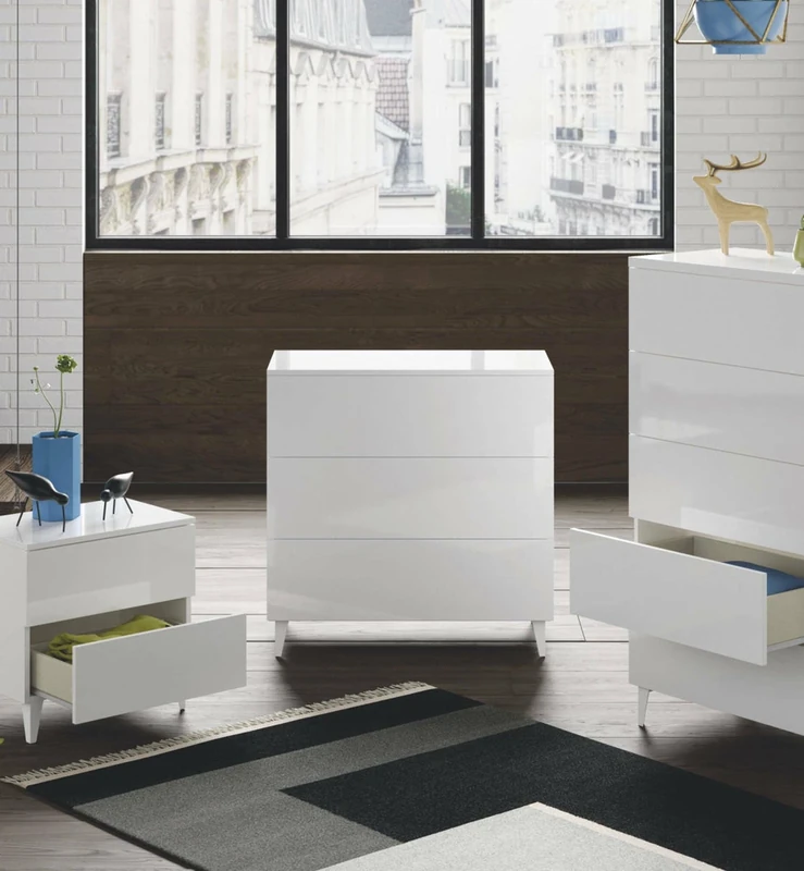 Dmora - Drawer cabinet Baltimora, Chest of drawers with 3 drawers, Dresser for bedroom, Modern dresser, 80x40h80 cm, White