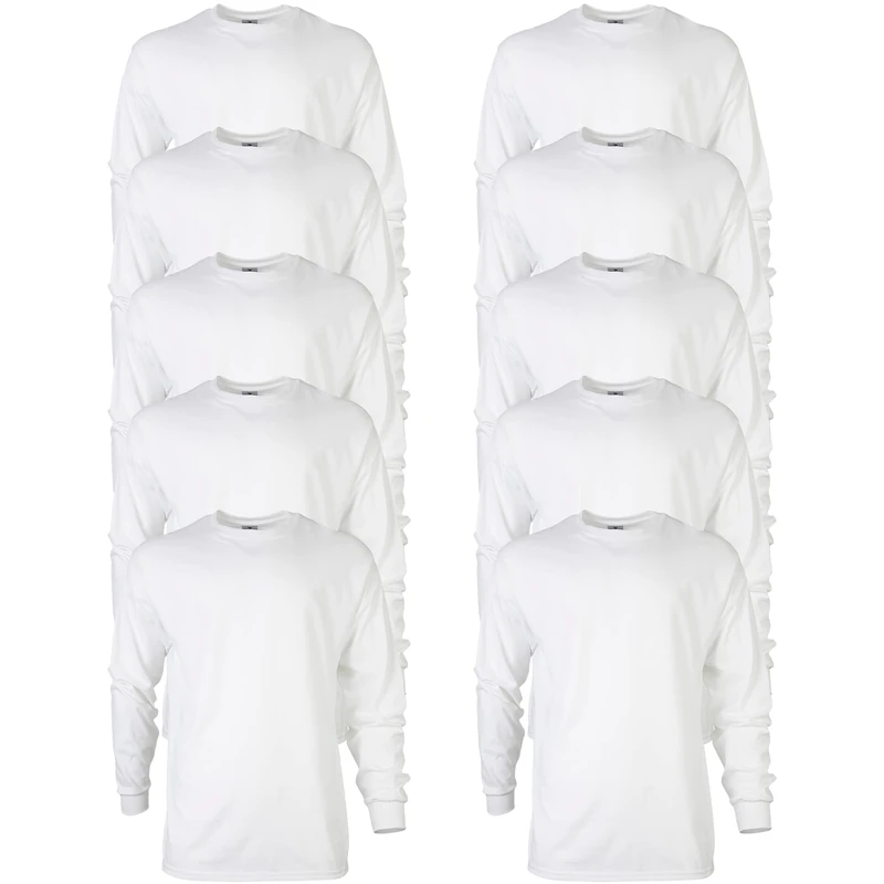 Gildan Men's, Ultra Cotton Long Sleeve T-Shirt, Style G2400, White, M - Image 1