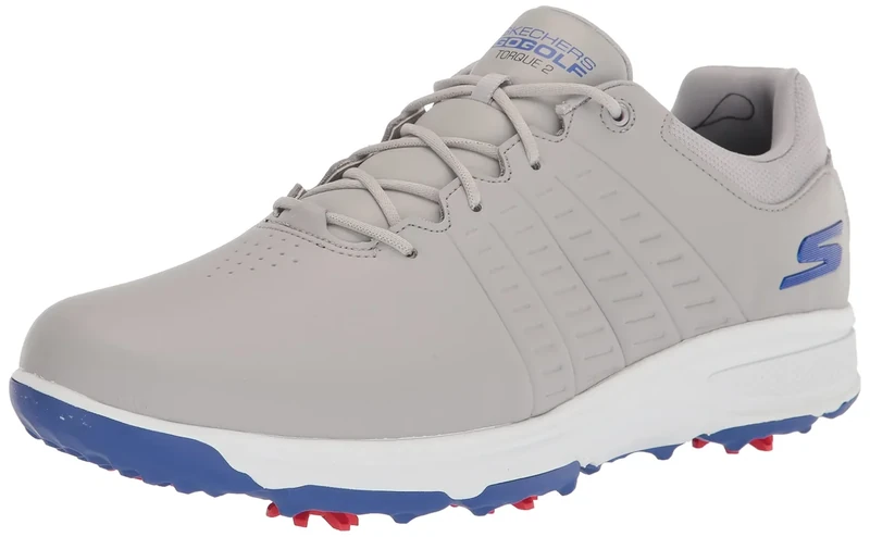 Skechers Men's Torque Waterproof Golf Shoe Golf Shoe, Gray Blue Sole, 9 UK Wide