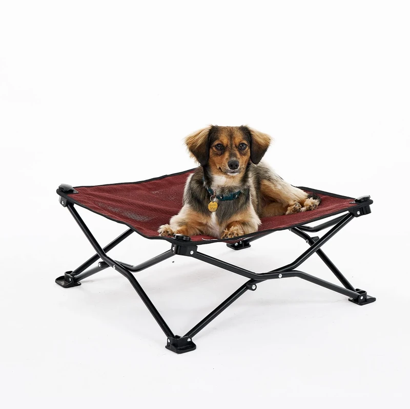 Coolaroo On the Go Cooling Elevated Dog Bed, Portable for Travel & Camping, Collapsible for Storage, Standard, Brick