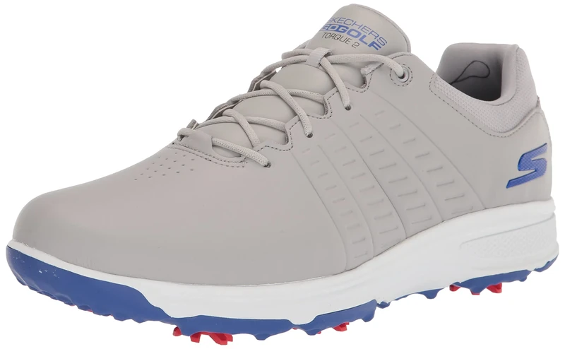 Skechers Men's Torque Waterproof Golf Shoe, Gray/Blue Sole, 8.5 UK Wide