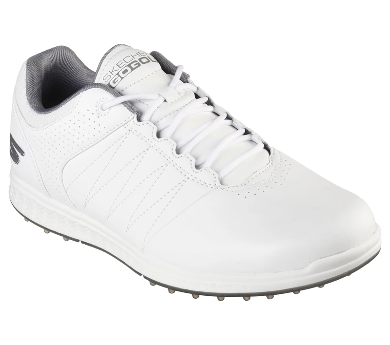 Skechers Men's Pivot Spikeless Golf Shoe, White/Gray, 10.5 Wide