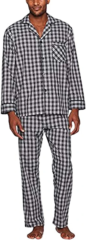 Hanes Men's Woven Plain-Weave Pajama Set Grey - Image 1