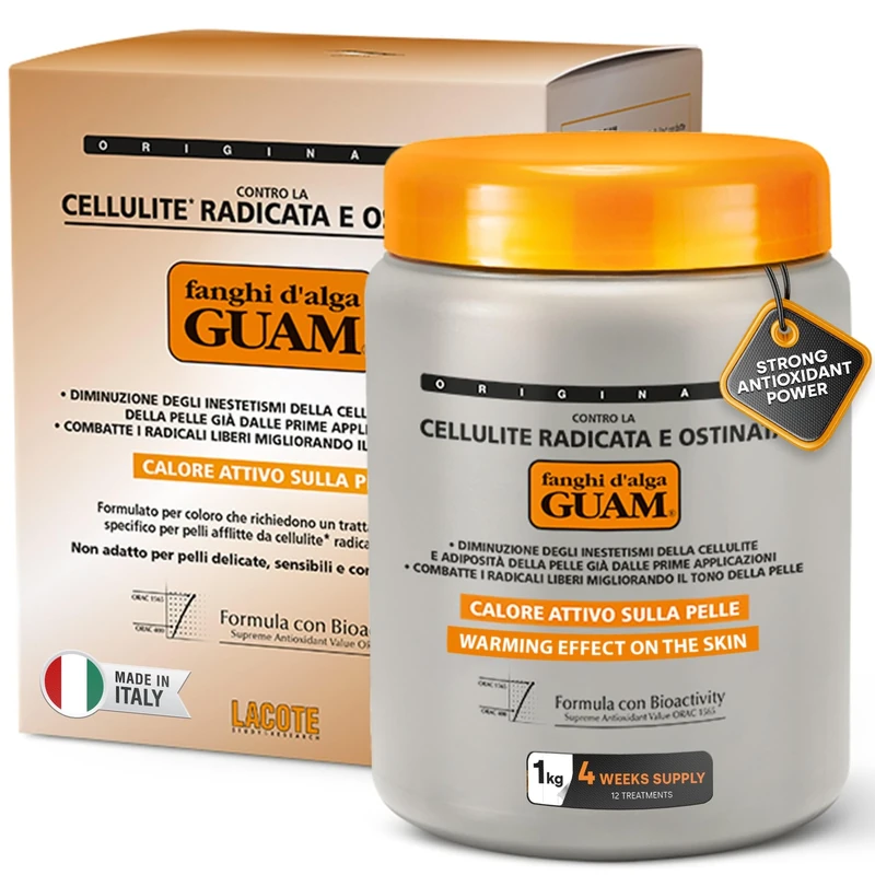 GUAM Seaweed Mud Stubborn & Deeply Rooted Anti Cellulite Treatment - 1kg Antioxidant Hot Body Mask Cellulite Remover for Legs & Thighs - Skin Firming Cream to Reduce Imperfections & Boost Circulation