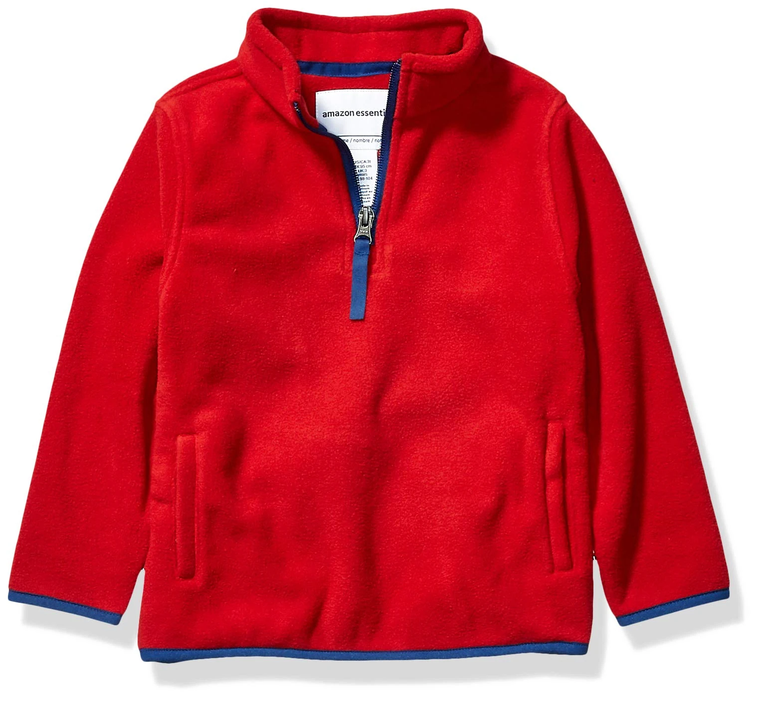 Amazon Essentials Boys' Polar Fleece Quarter-Zip Pullover Jacket, Red, 8 Years