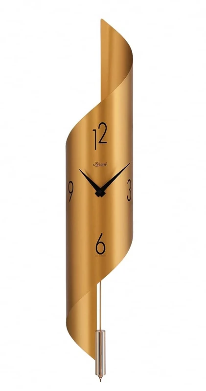 Hermle Wall Clock, Stainless Steel, Gold, 67cm x 15cm x 16cm