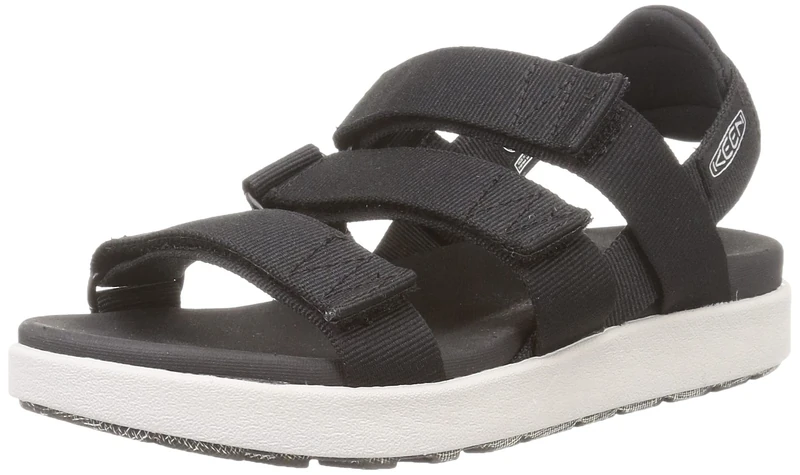 KEEN Women's Elle Strappy Casual Stretch Platform Open Toe Sandal, Black/Vapor, 3.5 UK