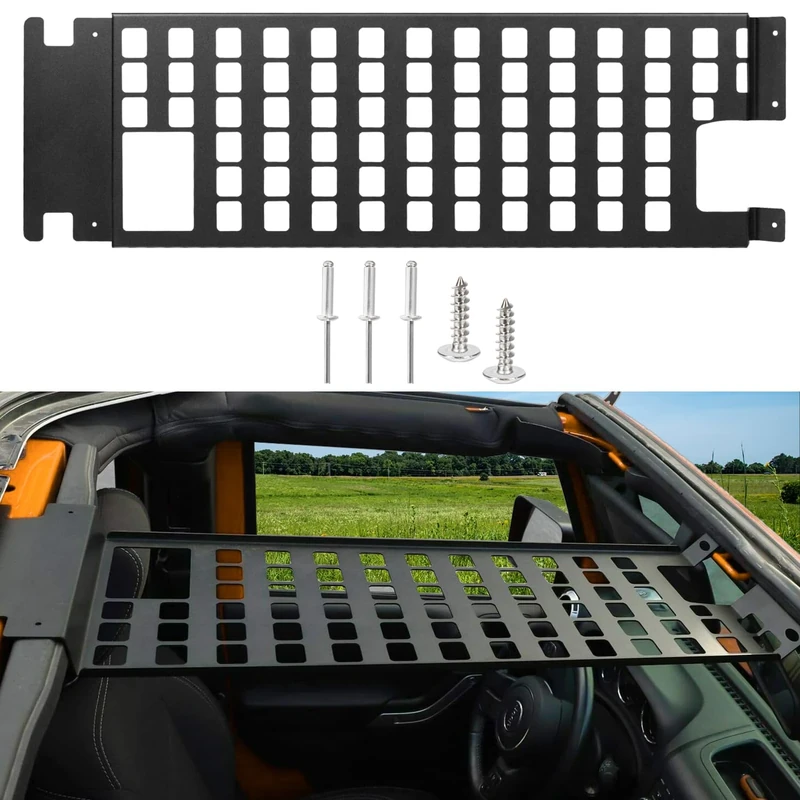 Cargo Rack Luggage Storage Carrier Metal Shelf Roof Rack Hard Top Molle Panel Exterior Accessories for 2007-2018 Jeep Wrangler JK (4-Door)