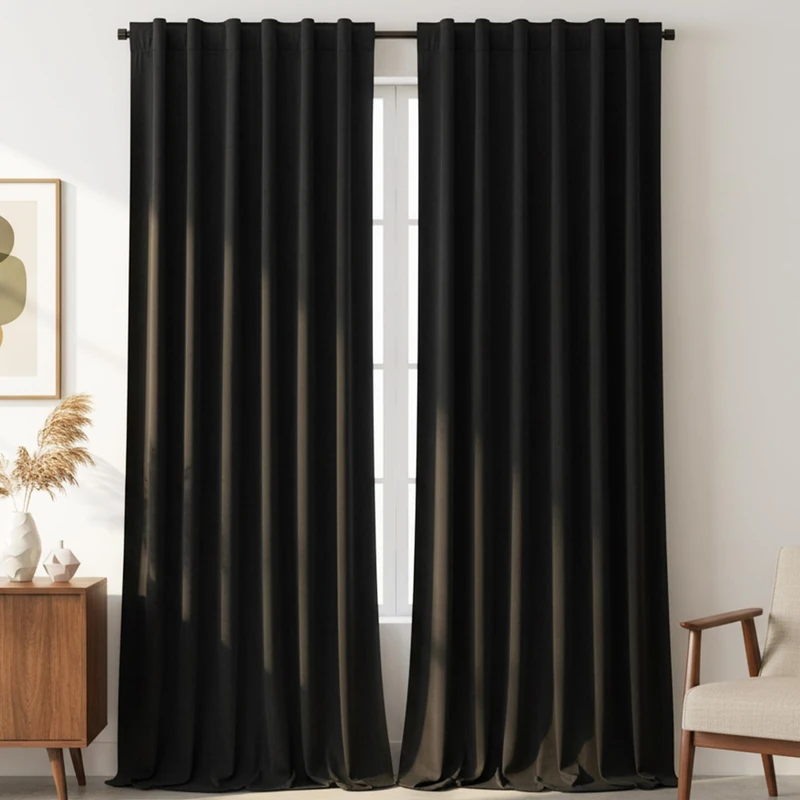 Timeper Black Velvet Curtains 108 inches 2 Panels,Blackout Curtains for Bedroom Living Room Thermal Insulated Luxury Super Soft Window Drapes,Back Tab & Rod Pocket,W52 x L108 inches