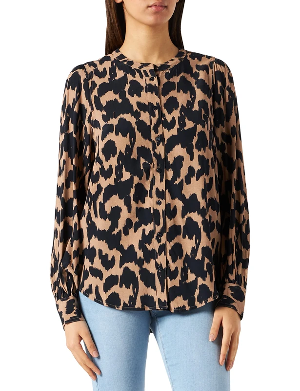 PART TWO Women's MaretePW SH Shirt, Dark Navy Ikat Leo Print, 44