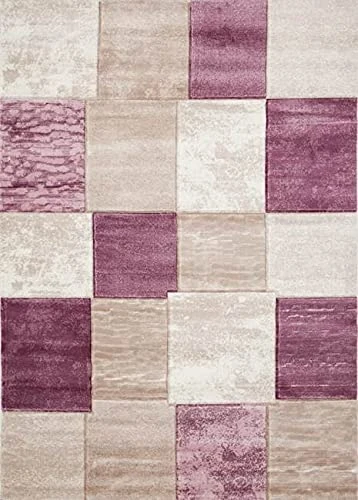 Homemania Machine Made Florida 4-Furniture Rug for Hallway, Kitchen, Bedroom, Living Room - Pink - 80 x 150 cm