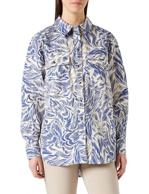 PART TWO Women's MiannaPW SH Shirt, Blue Wing Print, 44