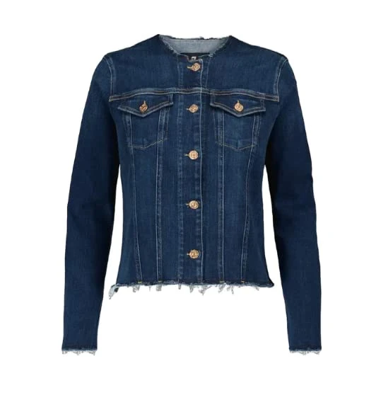 7 For All Mankind Women's Denim Jacket Slim Illusion Eloquent Jacket, Dark Blue, X-Small