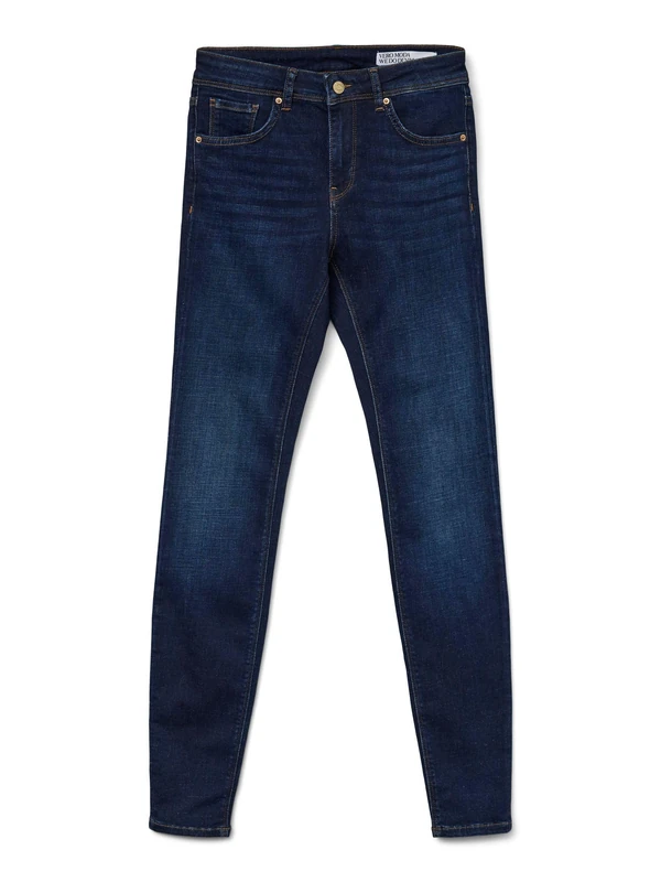 Vero Moda Women's VMLUX MR Slim Jeans RI347 GA NOOS, Dark Blue Denim, S/34