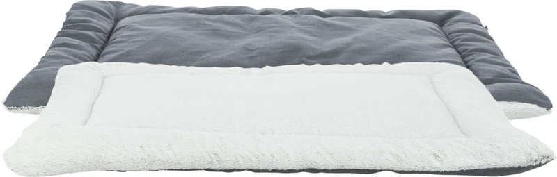 Farello Lying Mat, Plush - Wooven Fabric, 130 × 85 cm, White-Grey and Grey