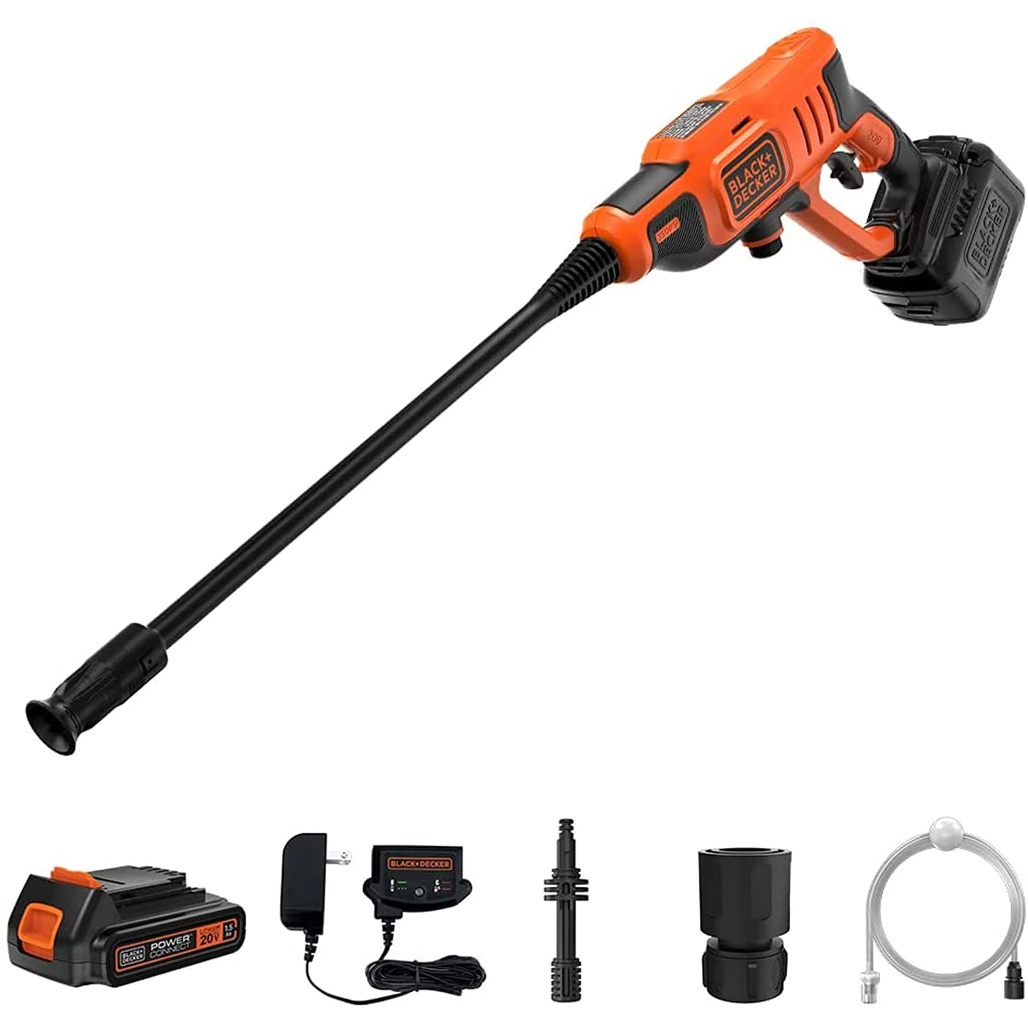 BLACK+DECKER Cordless Pressure Washer and Cleaner with 1x 2ah Battery, Charger and 5 Accessories Included