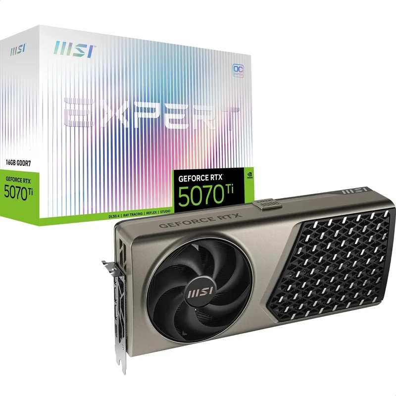 MSI GeForce RTX 5070 Ti 16G EXPERT OC Graphics Card - RTX 5070 Ti GPU, 16GB GDDR7 (28Gbps/256-bit), PCIe 5.0 - FLOW FROZR 2 (2 x STORMFORCE Fan) - HDMI 2.1b, DisplayPort 2.1b