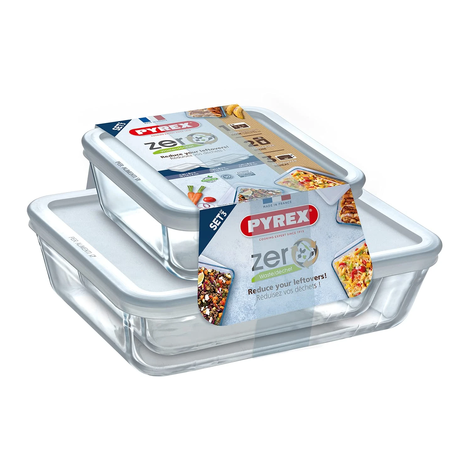 Pyrex Zero Cook & Freeze Food Storage Canisters, Set of 3