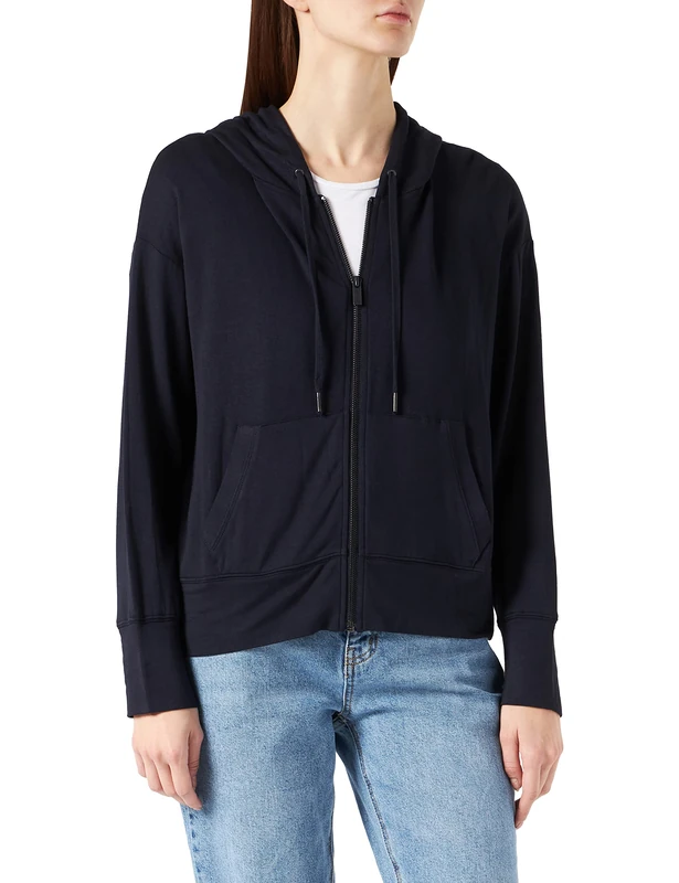 7 For All Mankind Women's JSVL6080NV Hooded Sweatshirt, Dark Blue, S