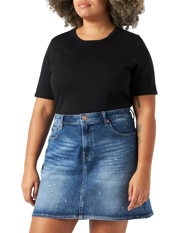 7 For All Mankind Women's JSQF120PLV Skirt, Mid Blue, 29