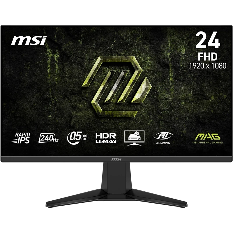 MSI MAG 245F X24 24-Inch Gaming Monitor, 1920x1080 FHD, Rapid IPS, 240Hz, 0.5ms, HDR ready, AMD FreeSync™ Premium, Eye care, AI vision, HDMI 2.0b, DP 1.2a, Frame-less, Vesa Mount, Black