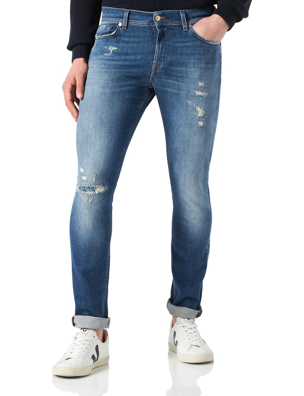 7 For All Mankind Men's JSD4K850CO Jeans, Mid Blue, 29