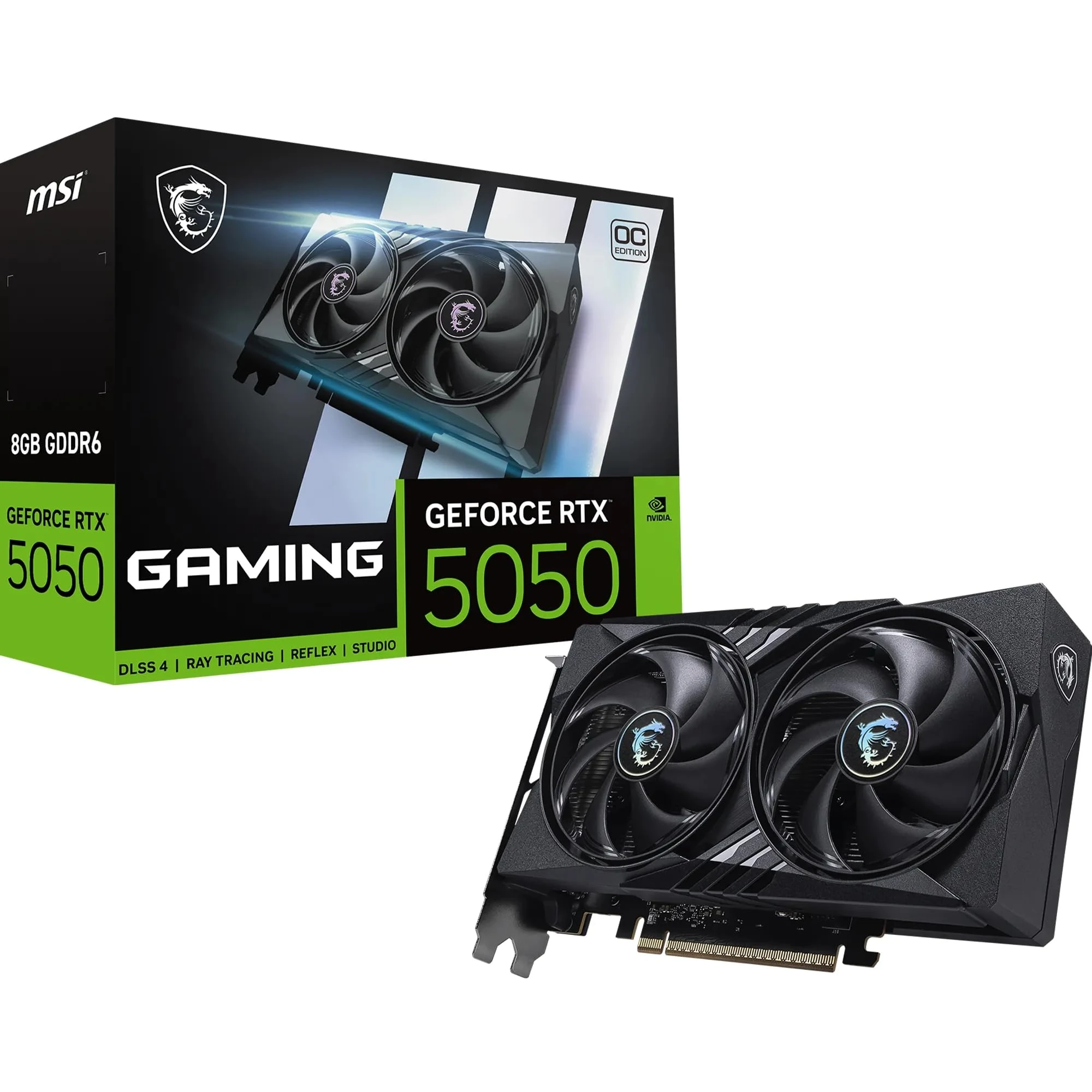 MSI GeForce RTX 5050 8G GAMING OC Graphics Card - RTX 5050 GPU, 8GB GDDR6 (20Gbps/128-bit), PCIe 5.0 - TWIN FROZR 10 (2 x STORMFORCE FAN) - HDMI 2.1b, DisplayPort 2.1b