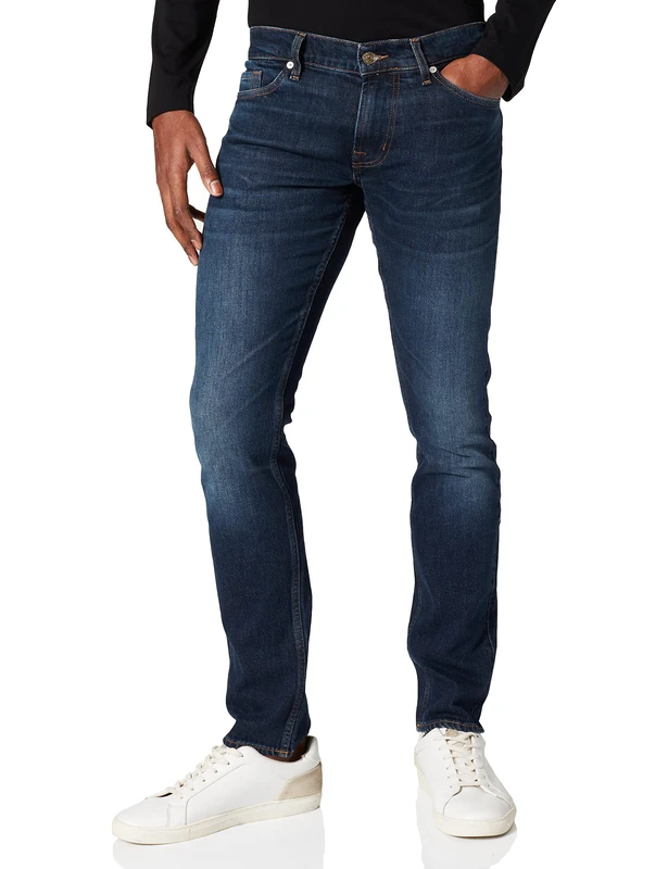 7 For All Mankind Men's JSD4L390HB Jeans, Dark Blue, 36 - Image 1