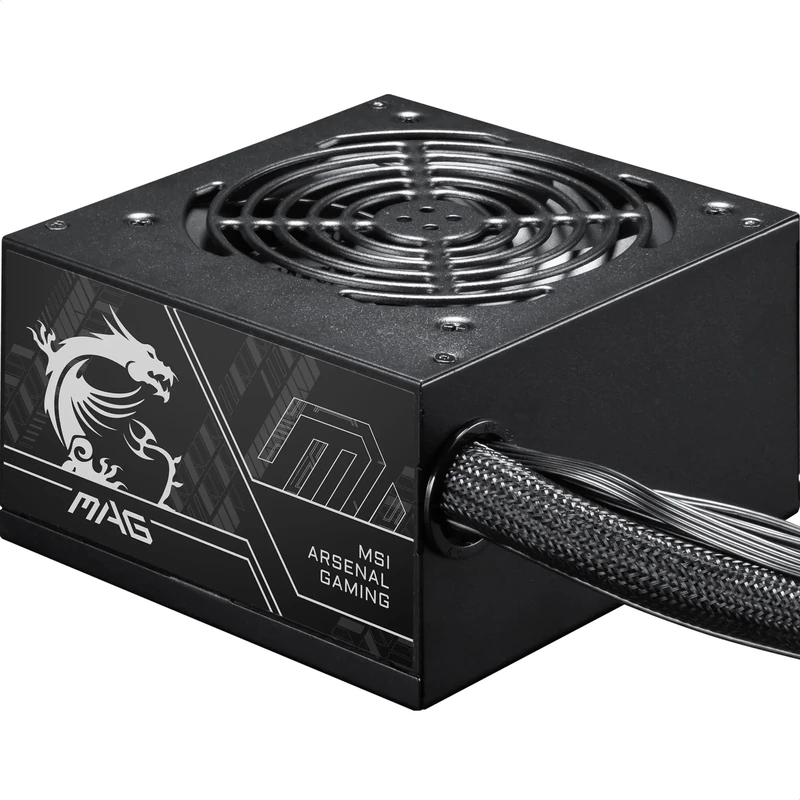 MSI MAG A650BN PCIE5 II Power Supply Unit, 650W, 80 PLUS Bronze, ATX 3.1, PCIe 5.1 GPU Support, Native 12V-2x6, Dual-color 12V-2x6 connector, ATX PSU, Black Flat Cables