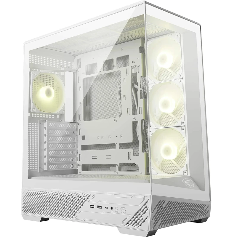 MSI MAG PANO 130R PZ WHITE - Mid-tower Gaming PC Case - Supports GPU up to 400 mm in length, Removable Dust Filters, USB 20Gbps (Type-C), Back-connect ATX & Micro-ATX Motherboard support