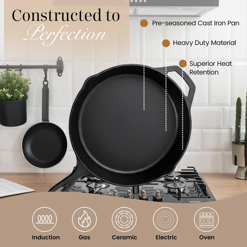 nuovva 3.2 Quart Cast Iron Dutch Oven and 10.25 inch Skillet