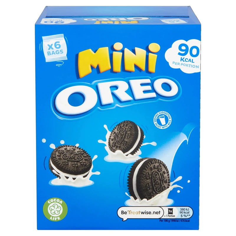 Oreo Chocolate Sandwich Biscuit Mini Bags, Classic Chocolate Biscuits With Vanilla Creme Filling, Multipack of 6 x 19 g (Pack of 1)