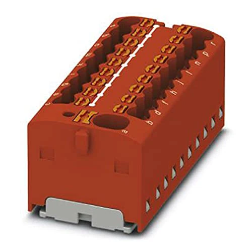 PHOENIX CONTACT PTFIX 4/18X1.5 RD Distribution Block, Base Clamp with Feed, 41A Rated Current, Push-In Connector, 19 Number of Connectors, 43.9mm Width, 17.7 mm Height, Direct Mount with Flange