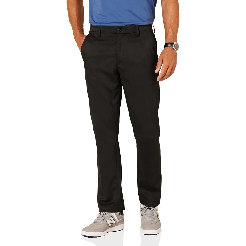 Amazon Essentials Men's Straight-Fit Stretch Golf Trousers, Black, 36W / 30L