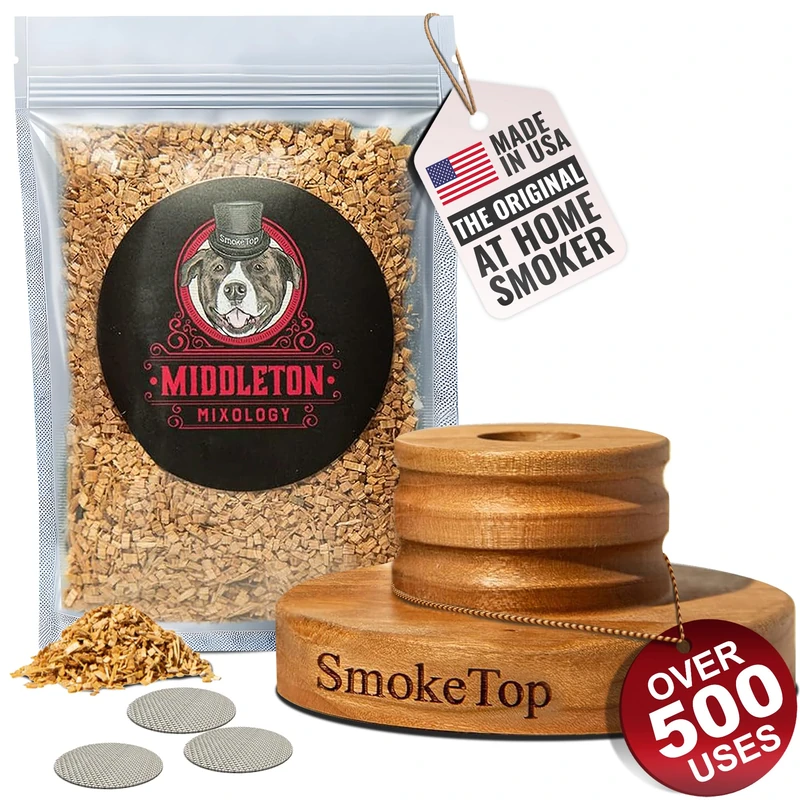 SmokeTop - Cocktail Smoker Kit - Old Fashioned Chimney Drink Smoker for Cocktails, Whiskey, & Bourbon - by Middleton Mixology (Cherry) - Image 1