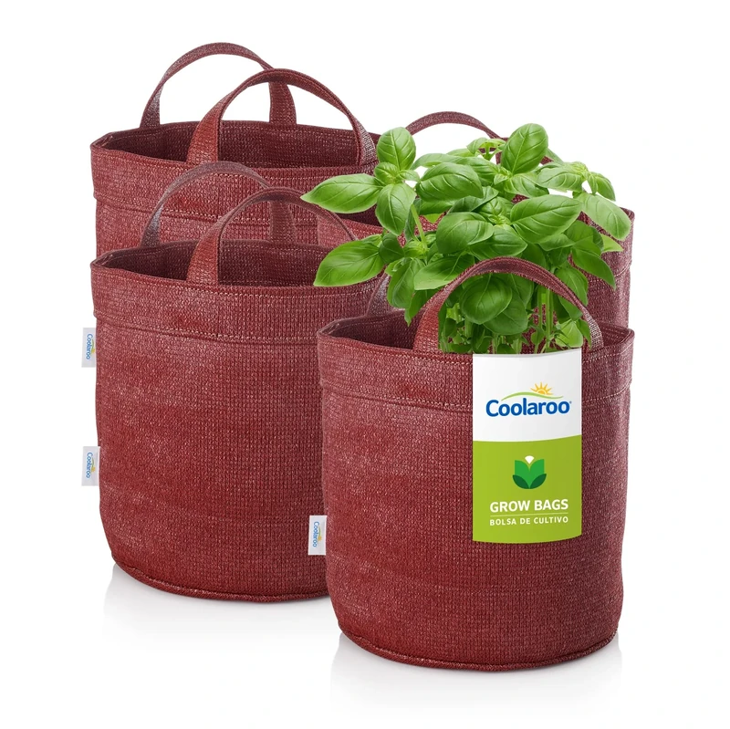 Coolaroo Grow Bags 4-Pack 5-Gallon, Fabric, Brick, 4 Pack