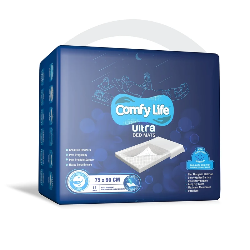 Comfy Life Ultra Bed Mats - Premium Luxury Disposable Incontinence Bed Pads - 75 x 90 cms - Large Sheets (15 Count (Pack of 1))