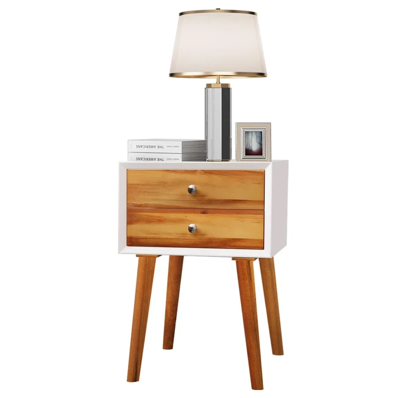 COSTWAY Bedside Table, Wood, Brown,